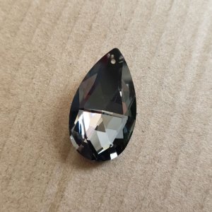 38x22mm Chinese Crystal Faceted Teardrop Pendant, Black Diamond, hole: 1.5mm