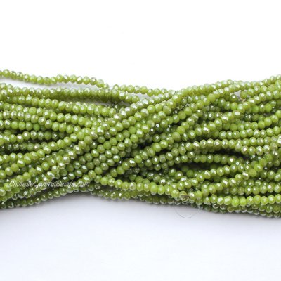 10 strands 2x3mm chinese crystal rondelle beads opaque Olive green stain about 1700pcs