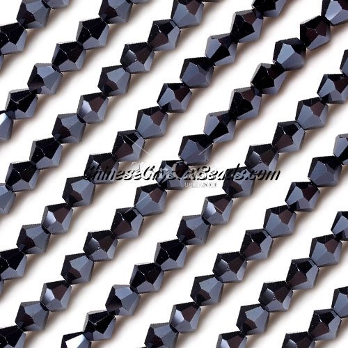 Chinese Crystal Bicone bead strand, 6mm, Gun metal, about 50 beads