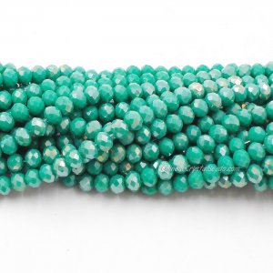 4x6mm Opaque med Turquoise half AB Chinese Crystal Rondelle Beads about 95 beads