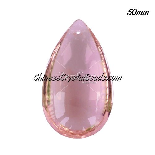 50x28mm Big Crystal beads Curtain drop Smooth surface pendant, pink, hole: 1.5mm