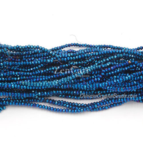 1.7x2.5mm rondelle crystal beads, Metallic blue, 190Pcs