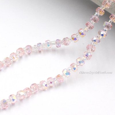 95Pcs 4x6mm angular crystal beads pink new AB