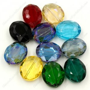 Chinese Crystal Faceted Oval pendant, mixed, 20x24mm, 9 beads
