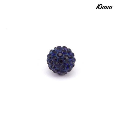 50pcs,10mm Pave Beads, clay, pave disco beads, dark bule,hole: 1.5mm