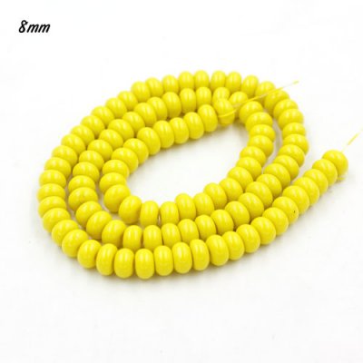 100Pcs 6x3.5mm Smooth Roundel Shape Glass Beads, rondelle glass beads strand, hole 1mm, yellow