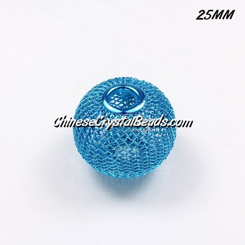 25mm aqua Mesh Bead, Basketball Wives, 10 pieces