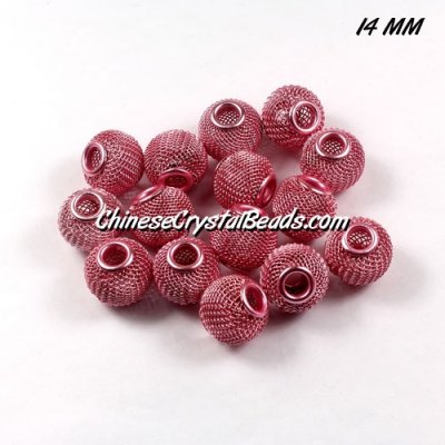 14mm pink Mesh Bead, Basketball Wives, 12 pieces