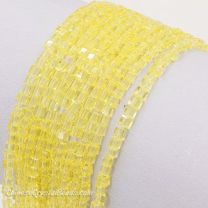 2x2mm cube crytsal beads, lt yellow, 180pcs
