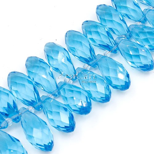 10x20mm, Briolette beads, aqua, 10 beads