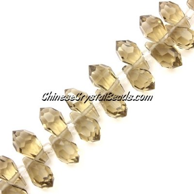 Chinese Crystal Briolette Bead Strand, Smoke, 6x12mm, 20 beads