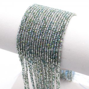 230Pcs 1.5x2mm rondelle crystal beads Green Purple with Polyester thread
