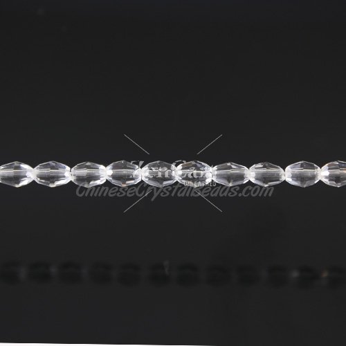 Chinese Crystal Faceted Barrel Strand, clear, 4x6mm, 70 beads