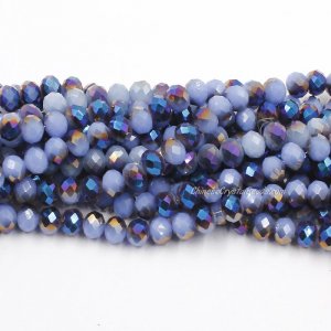 70 pieces 8x10mm Crystal Rondelle Bead,Opaque Lt. Sapphire half blue light
