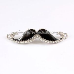 Pave accessories, mustache, 13x55mm, Black, Sold individually.