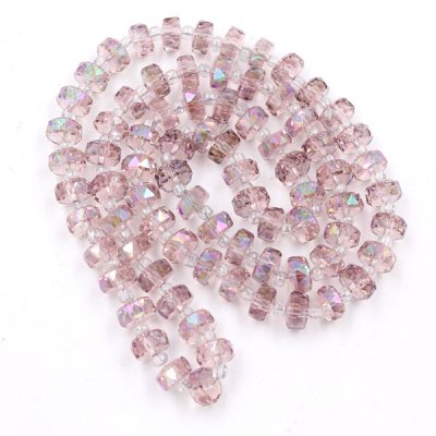 80Pcs 5x8mm angular crystal beads pink green light