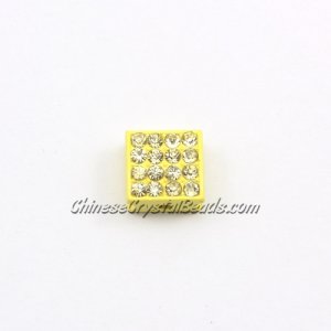 Pave square beads, 10mm, yellow, sold per 12 pieces bag