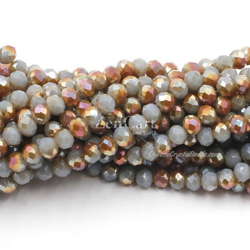 4x6mm gray half brown light Chinese Crystal Rondelle Beads about 95 beads