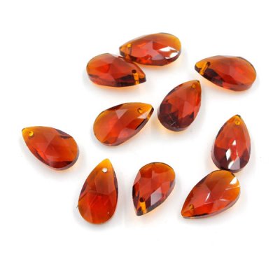 10Pcs 16x9mm Crystal beads Faceted Teardrop Pendant, coffee, hole: 1mm