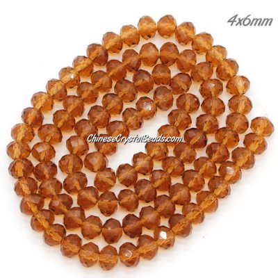 4x6mm Smoked Topaz Chinese Crystal Rondelle beads about 95 beads