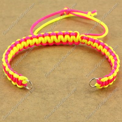 Pave chain, nylon cord, neon yellow and neon fuchsia, wide : 7mm, length:14cm