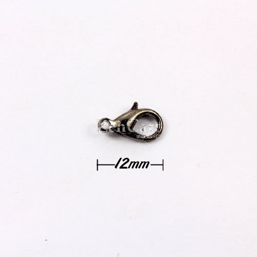 Clasp, lobster claw, Gunmetal, 12mm. Sold per pkg of 10.