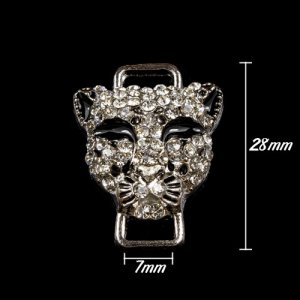 Pave accessories, leopard head, 22x28mm, silver-plated, Sold 1pcs