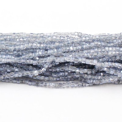 180pcs 2mm Cube Crystal Beads, Blue Gray Light