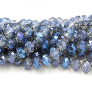 Chinese Crystal Long Rondelle Strand, 6x8mm, Magic Blue, about 72 beads