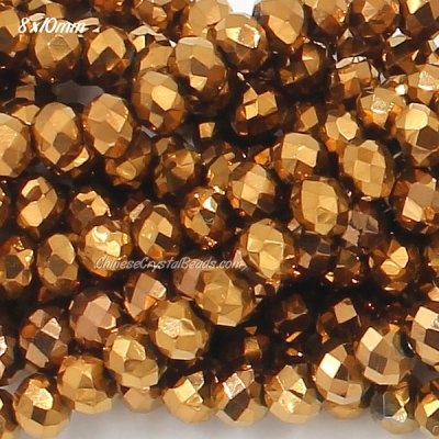 8x10mm Chinese Crystal Rondelle Strand, copper 70 pieces