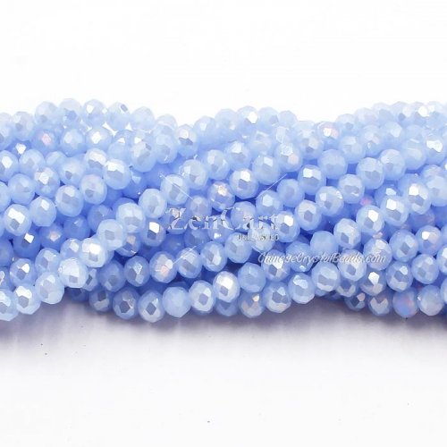 4x6mm lt. Sapphire jade AB Chinese Crystal Rondelle Beads about 95 beads