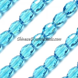 Chinese Crystal Faceted Barrel Strand Aqua, 10x13mm, 20 beads