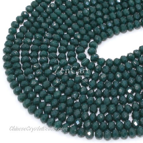 130Pcs 3x4mm Chinese Crystal rondelle beads, opaque dark green