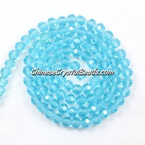 Chinese Crystal 4mm Long Round Bead Strand, aqua, about 100 beads