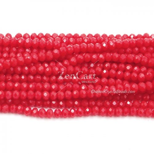 130Pcs 2.5x3.5mm Chinese Crystal Rondelle Beads, Med Red Velvet