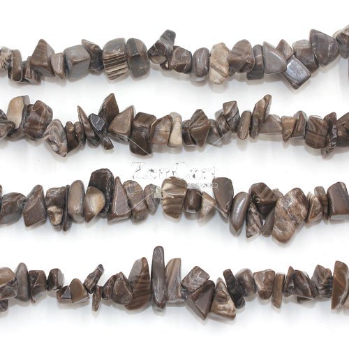 Petrified Wood Bead chipGemstone Chips, 5mm to 10mm, Hole:1mm, Length:Approx 35 Inch