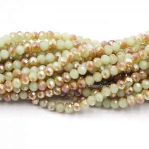 130Pcs 2.5x3.5mm Chinese Crystal Rondelle Beads, lt. green jade half amber AB
