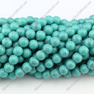 8mm round glass beads strand, Turquoise, 100pcs per strand