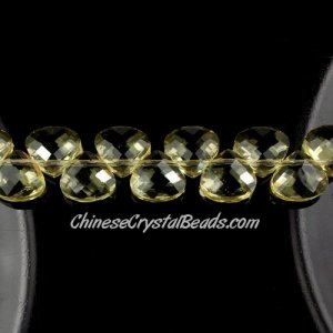 Crystal Flat Briolette beads strand ,9x10mm, yellow, 20 beads
