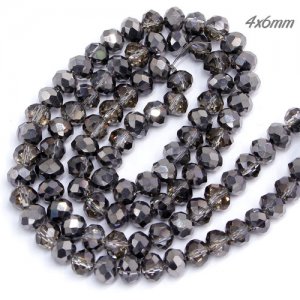 AAA 4x6mm Rondelle Crystal Beads half hematite Purple about 95 Pcs