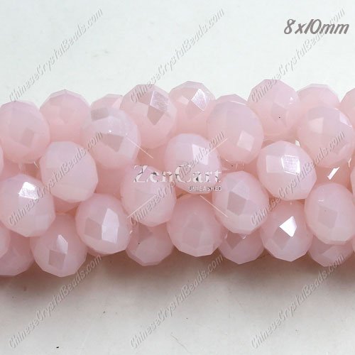 70 pieces 8x10mm 35Pcs Chinese Crystal Rondelle Strand, Pink jade