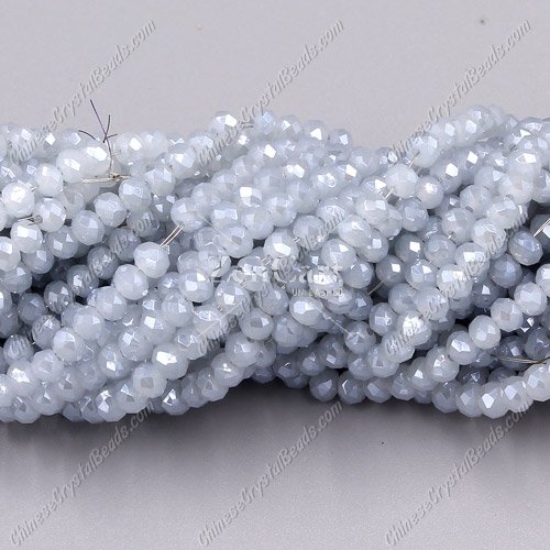 130Pcs 2x3mm Chinese Crystal Rondelle Beads, gray and blue jade