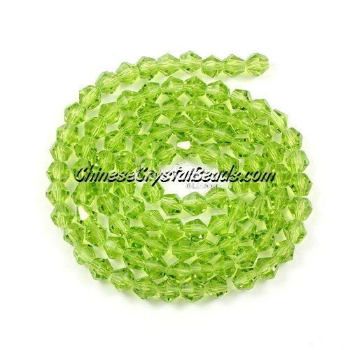 Chinese Crystal 4mm Bicone Bead Strand, olivine, about 100 beads