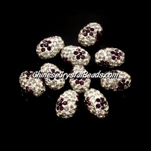 Oval Pave Beads, 9x13mm, Clay, flower, #05, sold per 10pcs bag