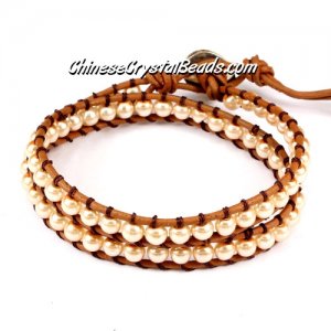 Beaded Wrap Bracelet, 4mm pearl, 12.5inch