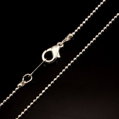 Chain, silver-plated steel, 1mm, 16-inch. Sold individually. #007