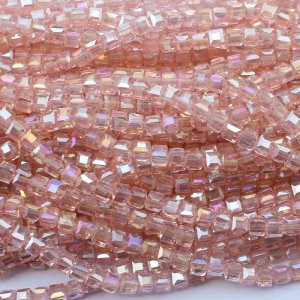 98Pcs 6mm Cube Crystal beads,rosaline AB