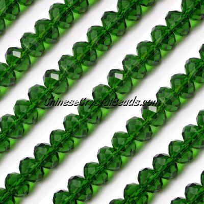 Chinese Crystal Long Rondelle Bead Strand, dark green, 6x8mm , about 72 beads