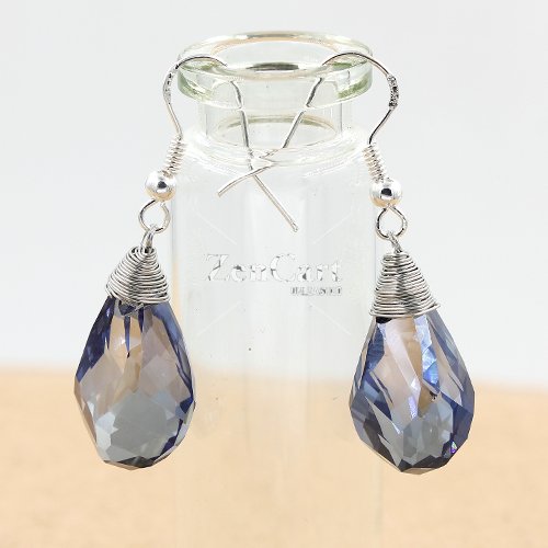 Crystal helix Teardrop earring, magic blue, sold 1 pair