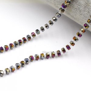 95Pcs 4x6mm angular crystal beads half purple light
